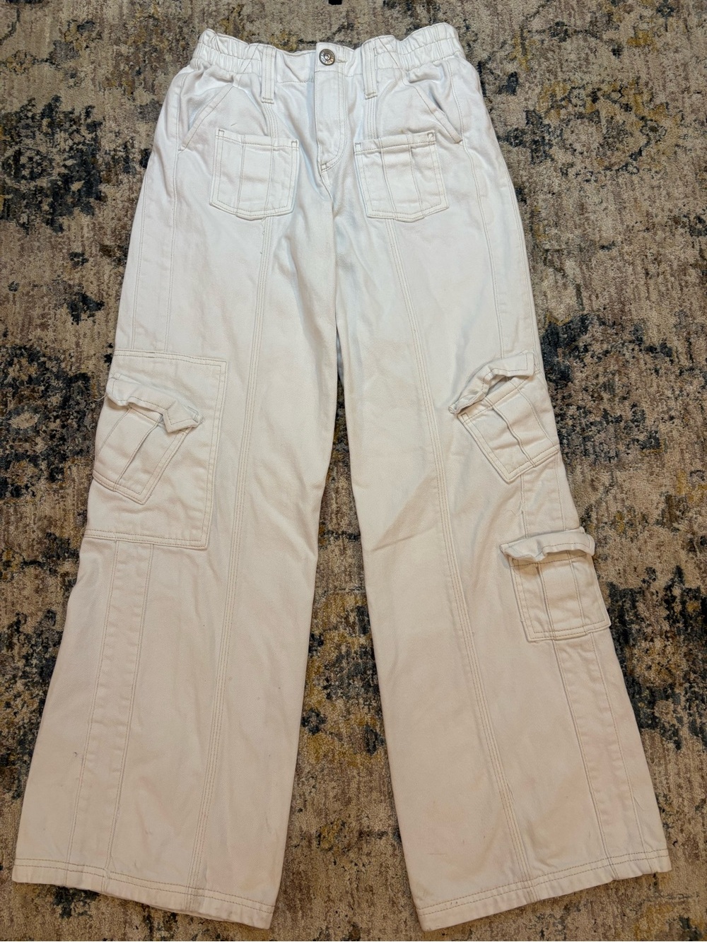 BDG Urban Outfitters Jeans Womens 25 White/Cream Y2K Cargo Wide Leg Skate Baggy